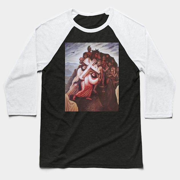 Jesus illusion 2 in 1 Baseball T-Shirt by ianticevic